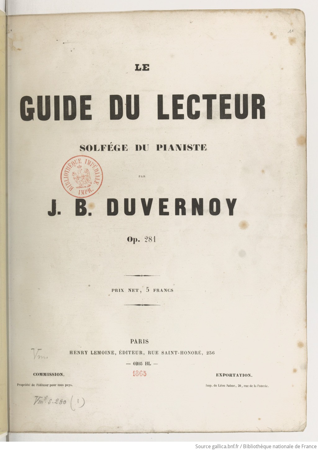 Le Guide du Lecteur: Solfège du Pianiste, by J.B. Duvernoy